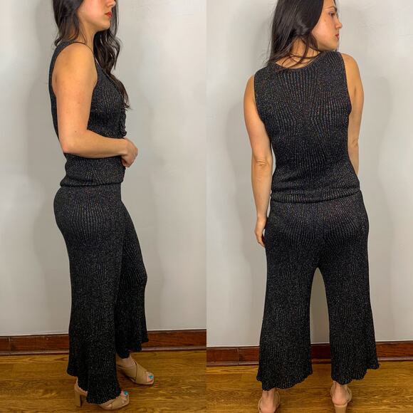 Parakian Black Glitter Cropped Jumpsuit - Picture 3 of 9